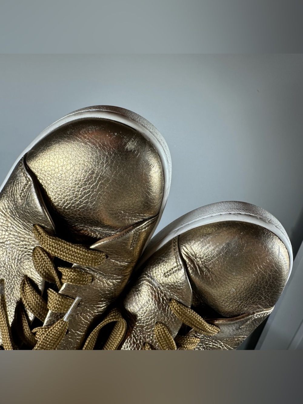 Prada Metallic Gold Buffalo Leather Sneakers - Picture 10 of 16